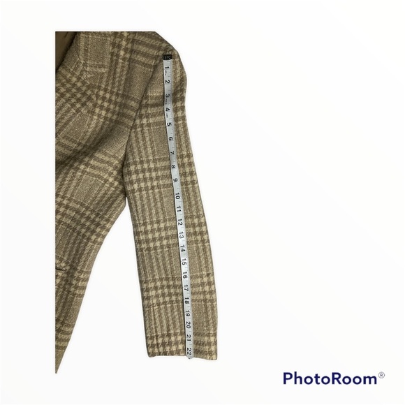Vintage Pendleton Fuzzy Wool Tan/Cream Houndstooth Plaid Blazer size 14 - Picture 8 of 9